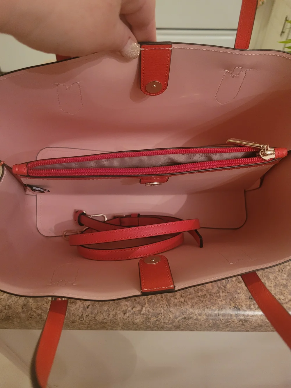 kate spade Red Leather Tote with Double Handles